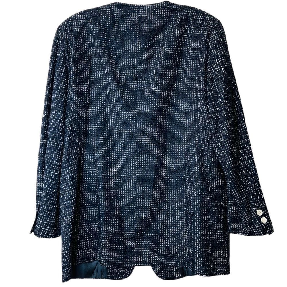 VTG BURBERRYS SPORTS SILK PLAID Navy Blue Blazer Sport Coat Jacket 38/40R - Picture 3 of 8
